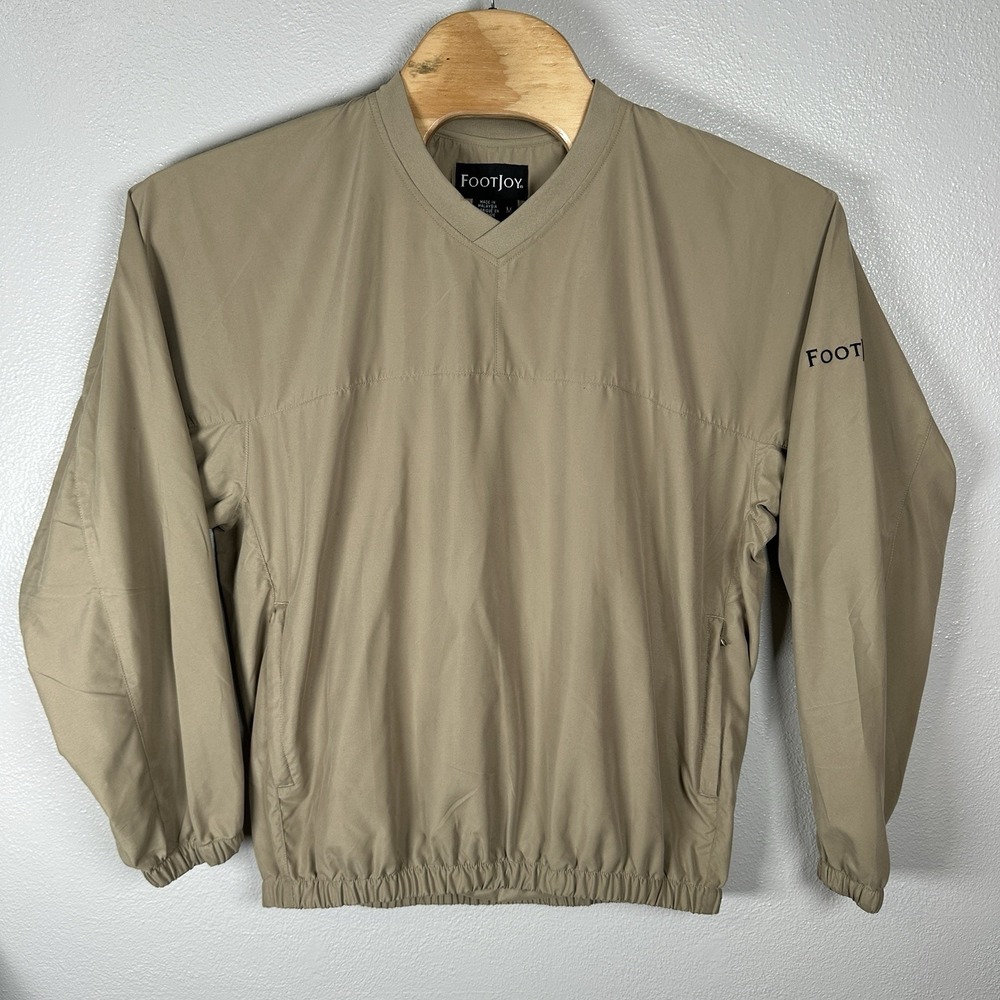 Footjoy‎ FJ Windbreaker Windshirt Jacket Pullover Mens Medium Beige Tan Golf